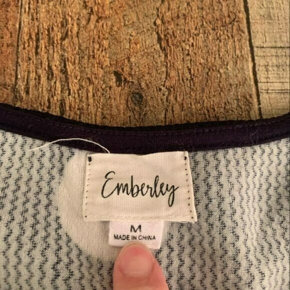 Emberley womens navy blue and white dots short sleeve knee length dress -M - Picture 3 of 8